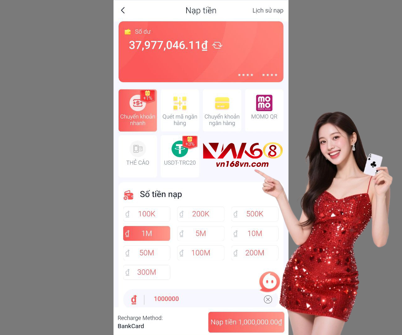 Các Cách Thực Hiện Nạp Tiền VN168 Cơ Bản Tại Hệ Thống Nhà Cái